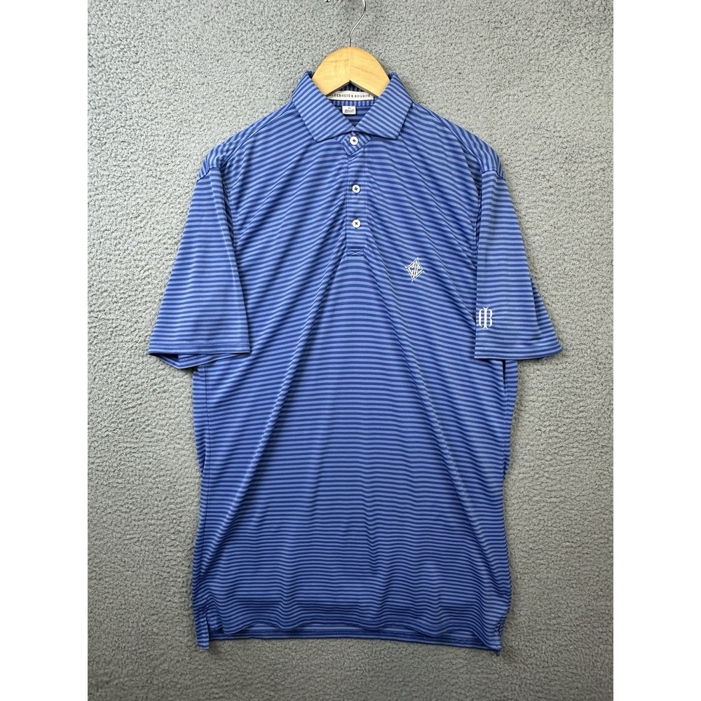 Holderness & Bourne The Maxwell Golf Polo Shirt Mens Medium Blue Striped Logo
